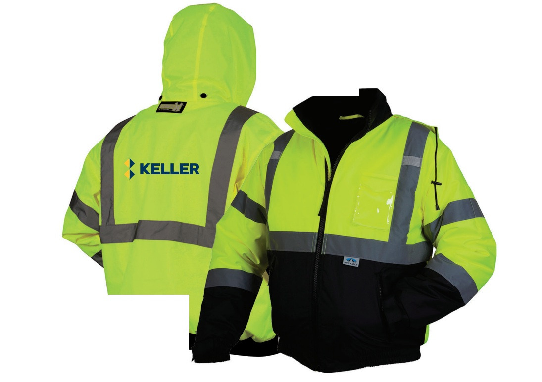 Pyramex RJ32 Series XL Hi-Vis Lime Winter Wear Bomber Jacket with Quilted Lining and Keller Logo